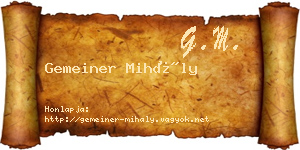 Gemeiner Mihály névjegykártya